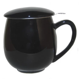 Comprar Taza porcelana negra, 0,35 l. con filtro y tapa